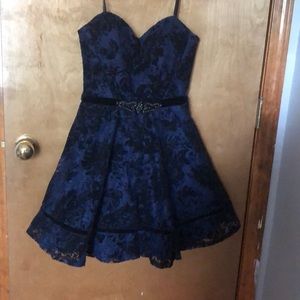 Homecoming dress - navy and black lace